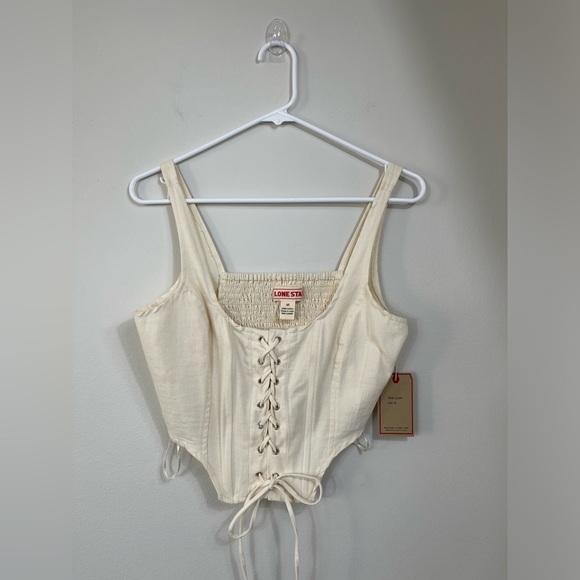Lone Star Tops - Lone Star White Cream Corset Top Cotton Size M NWT